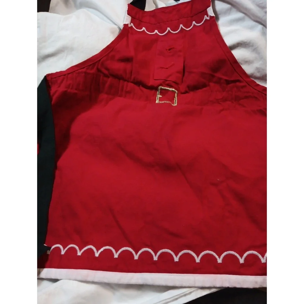 Kohls Christmas Mrs. Claus Santa Apron Red White Small Women Or Child EUC READ